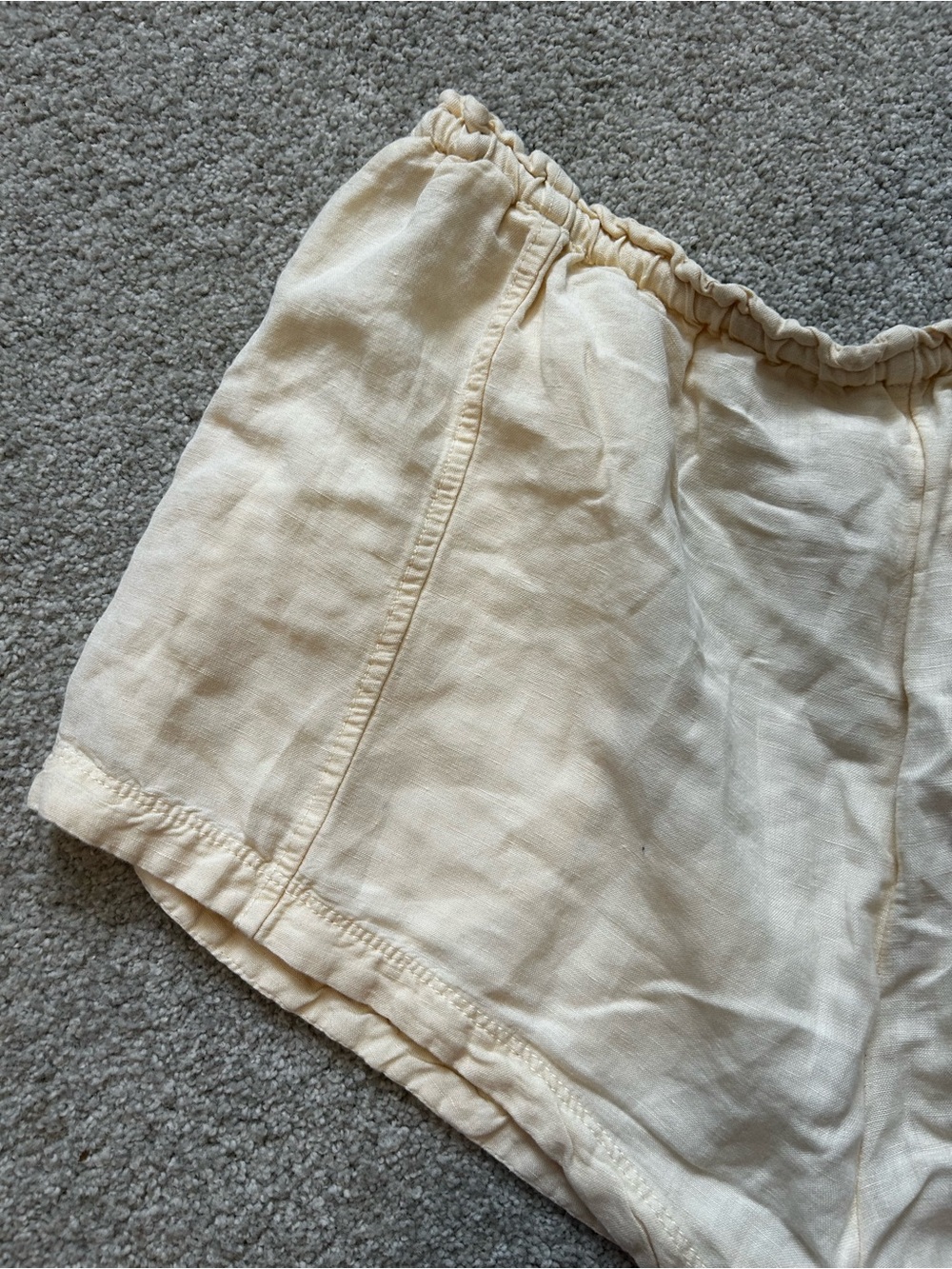 Free People Linen Casual Drawstring Shorts in Cream Size Large EUC - Picture 10 of 11